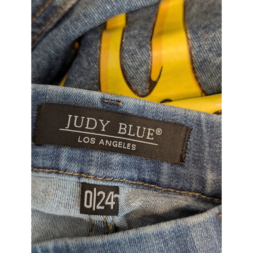 Judy Blue Pull On Super Flare‎ Jeans Women Size 0/24 Bell Bottoms Medium Wash - Picture 10 of 12